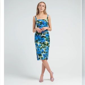 Dries Van Noten Deban Floral Blue Dress Size 36 NWT